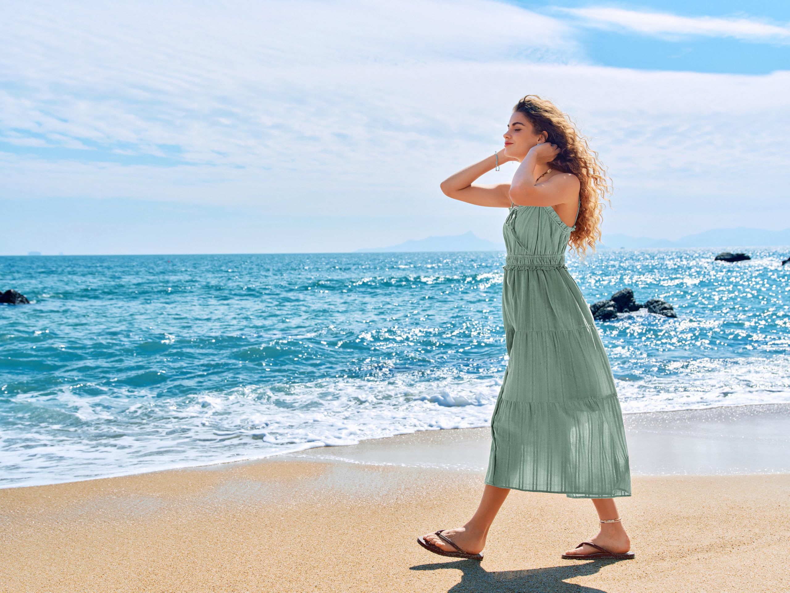 Kate Kasin Robe d'été sans manches pour femme, coupe trapèze, décontractée, en coton, robe de loisirs, robe de mariage, robe de plage avec poche