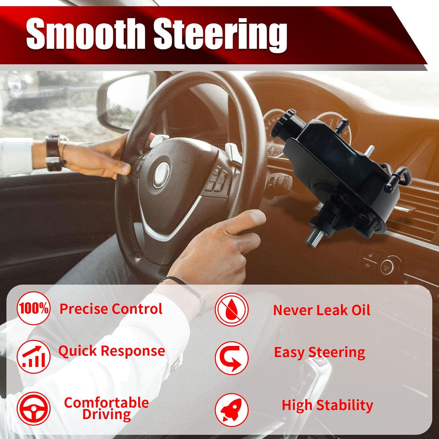 Power Steering Pump 19420677 with Reservoir Compatible with Chevrolet Silverado 2500 3500 HD Classic GMC Sierra 2500 3500 HD Classic 6.6L V8 Replaces 20-8757 96-8757 731-2275 7153N 6026R