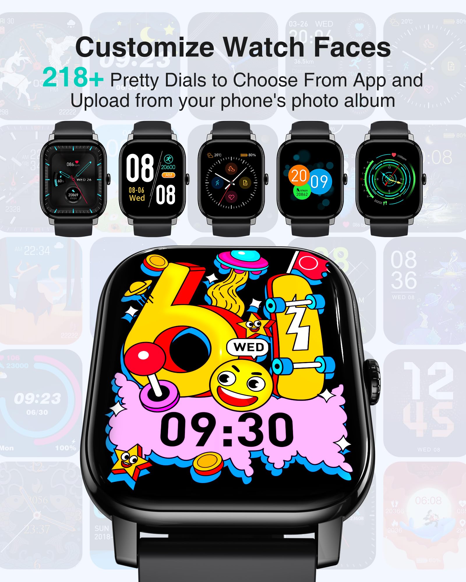 Smart Watch voor mannen - 1,85 inch smartwatch met antwoord/oproep, 112 sportmodi, IP68 waterdicht, stappenteller, horloges met 7/24 uur hartslag bloedzuurstof slaapmonitor compatibel met Android iOS