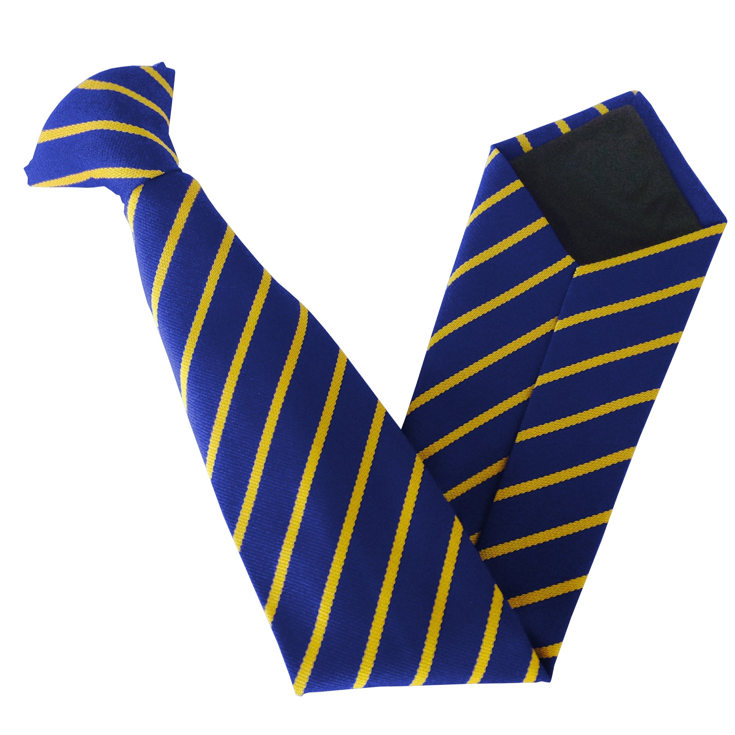 Great British Tie Club Clip On School Ties (21 Single Striped Variations) (14 inch clip on (Junior School), Royal & Gold)