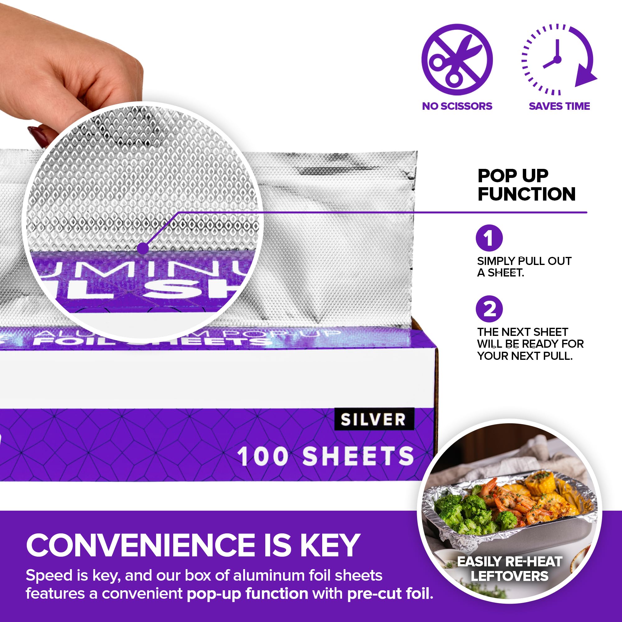 Just Home Pop Up Hair Highlighting Foils | Pre – Cut Aluminium Sheets For Bleaching, Highlighting, Color, Lightening | Ready To Use Silver Sheets | 100 Sheets