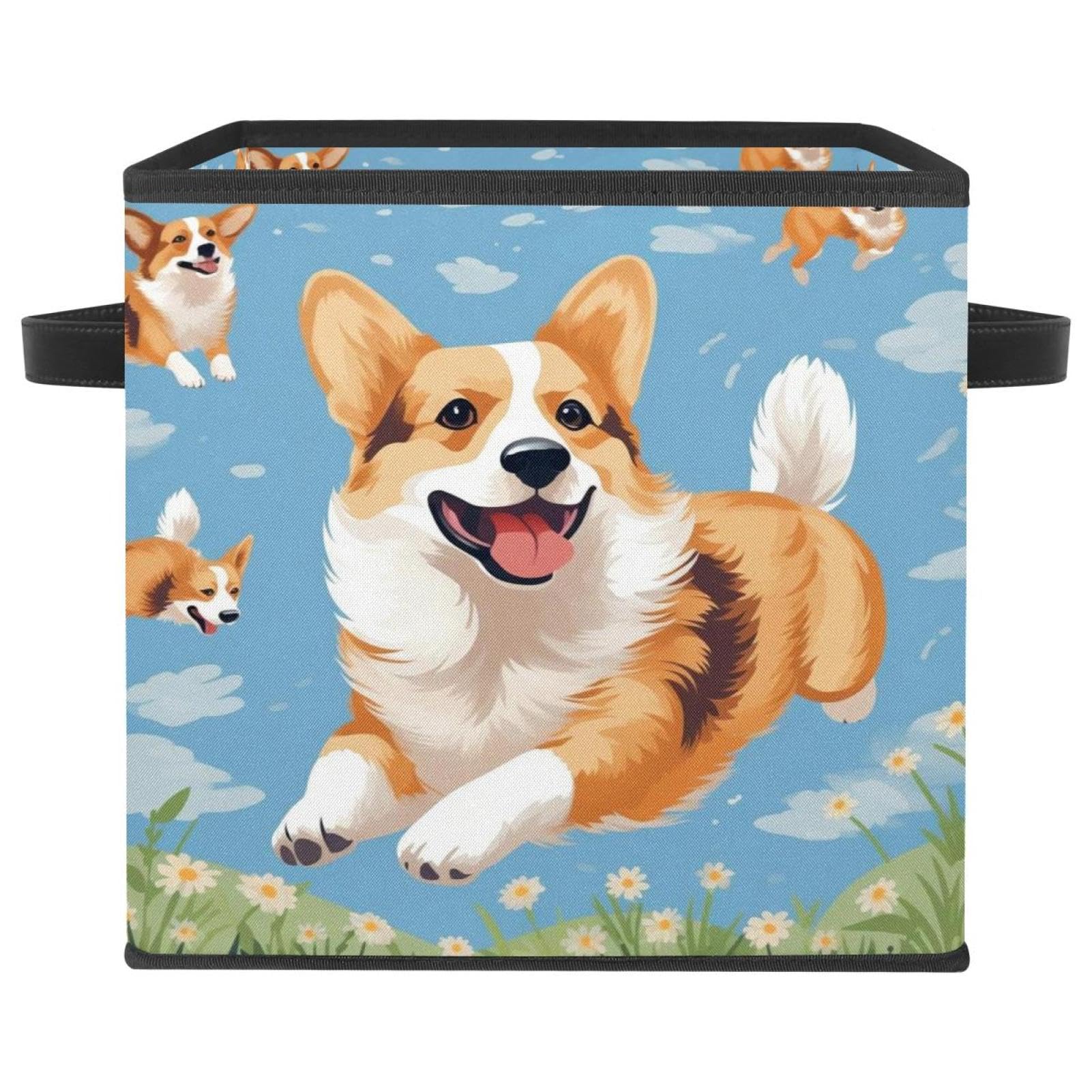 Boîtes de rangement pliables en tissu Oxford pour étagère Corgi