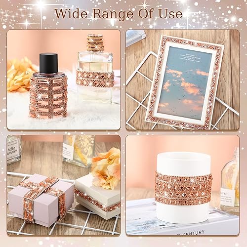 Vista 65 de Xinnun 5 rollos de cinta de diamantes de imitación brillantes, tiras autoadhesivas de diamantes de imitación, cinta de resina para arte, Plateado