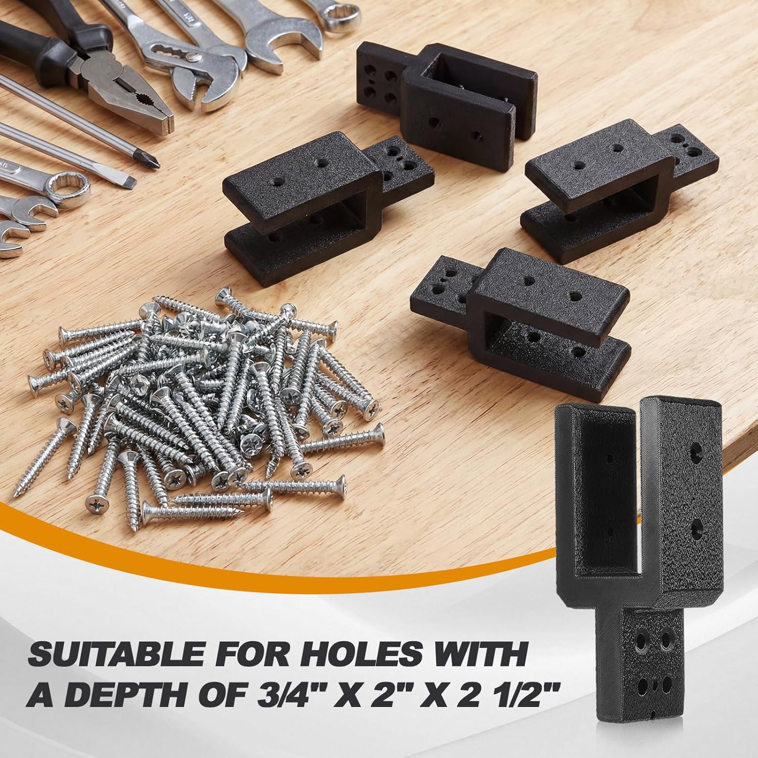 Set of 4 Garden Cart Sidewall Attachments Heavy Duty Sidewall Bracket Compatible with Gorilla Cart 7 12 Cu/Ft Wagon Trailer, Fits 3/4" x 2" x 2.5" Hole, with Screw, Increase Storage Capacity