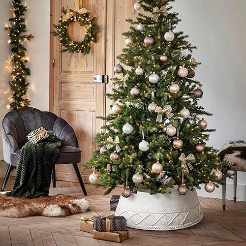 Miniatura 4 de LASPERAL Anillo de árbol de Navidad, cesta de árbol de Navidad, collar de árbol de Navidad, base de 30 pulgadas, base de lentejuelas, anillo de