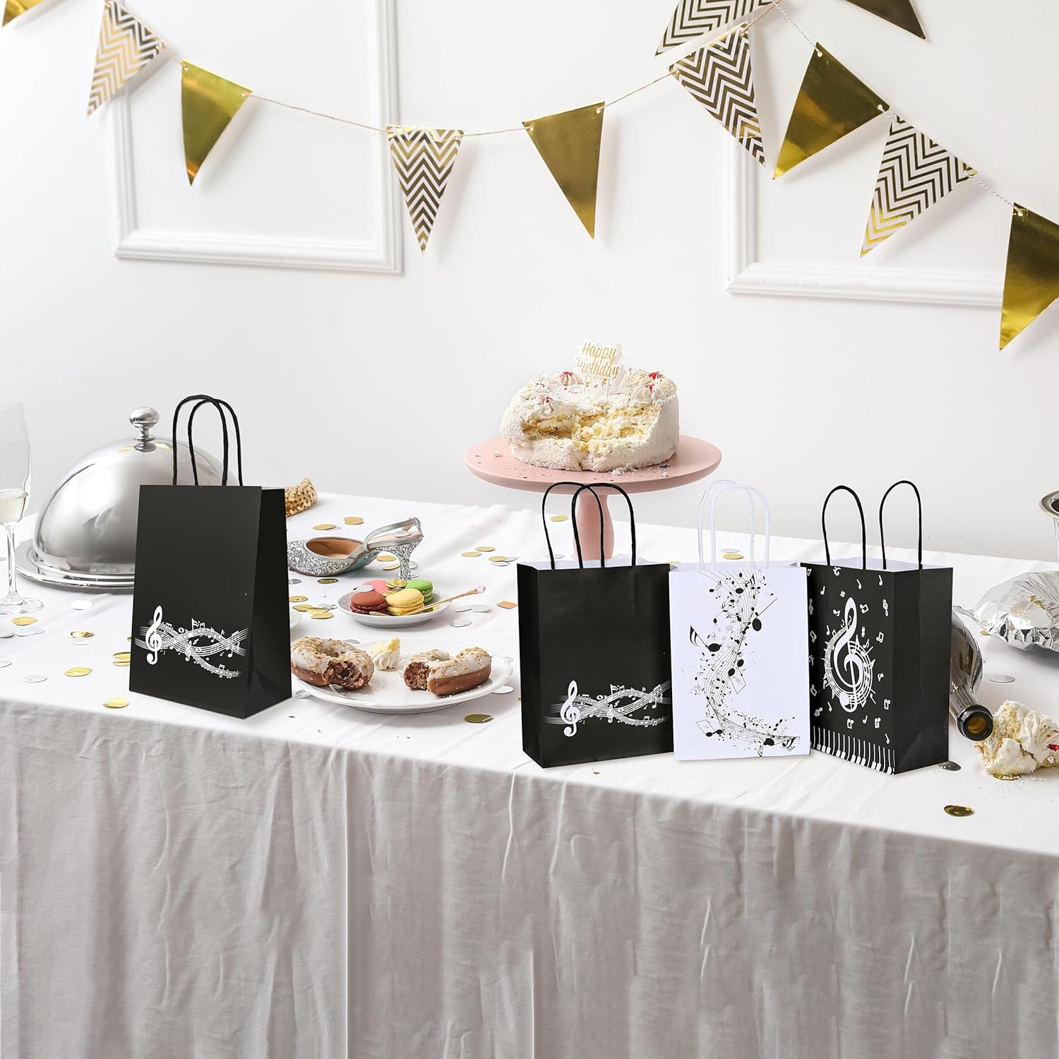 Bolsome 24 Pcs Music Notes Gift Bags Musical Note Paper Gift Treat Bags for Social Media Music Theme Birthday Party Baby Shower Music Theme Party Supplies - Image 5