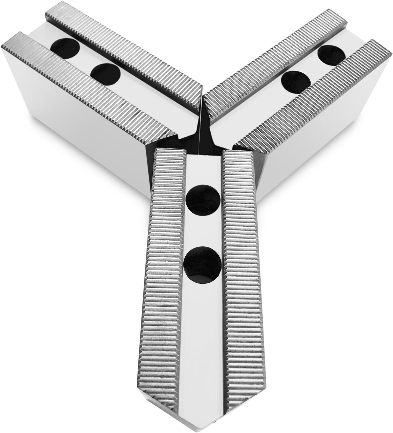 Lathe Chuck Serrated Aluminum Soft Jaws Set (3 Pcs) for 8" Kitagawa (B-208), Samchully Chucks, Pointed, 2" Height- By Turner Workholding
