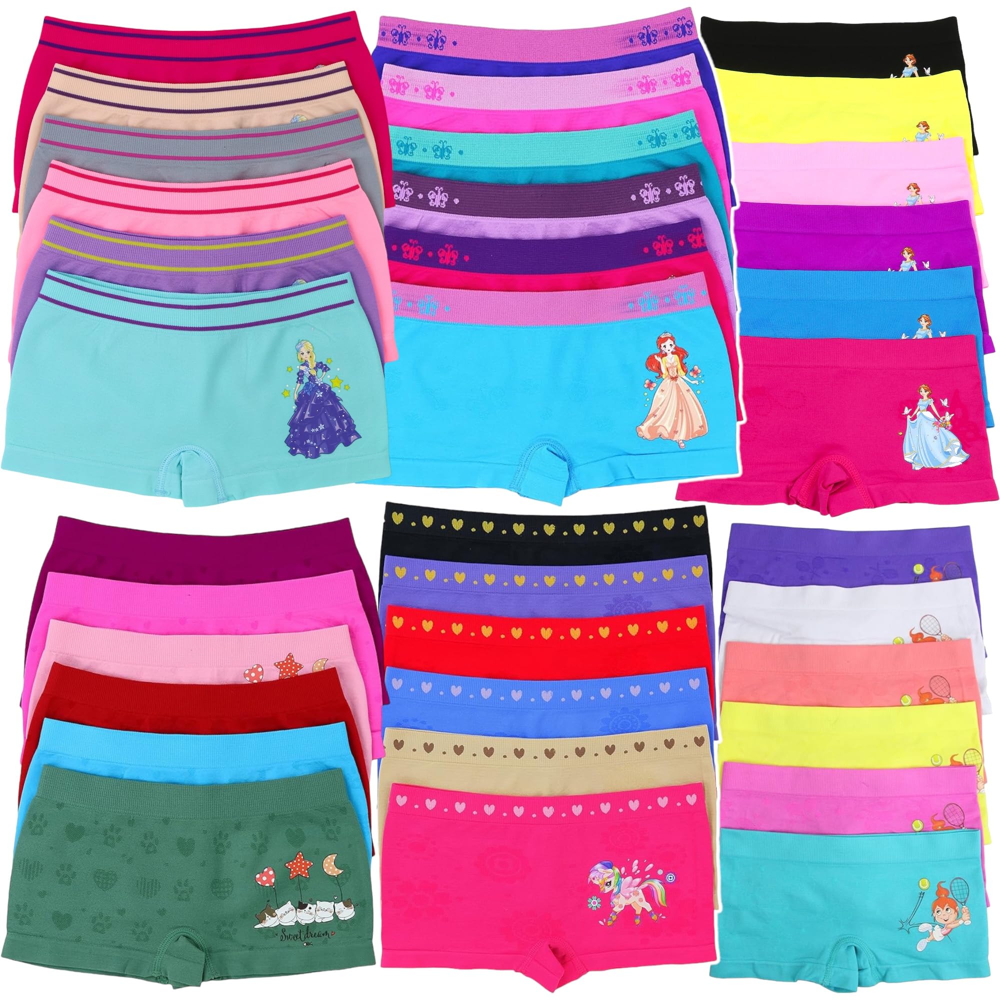 ToBeInStyle Girls Pack of 6 Random Print Underwear Bottoms Bikini Panties Boyshorts Layering Shorts