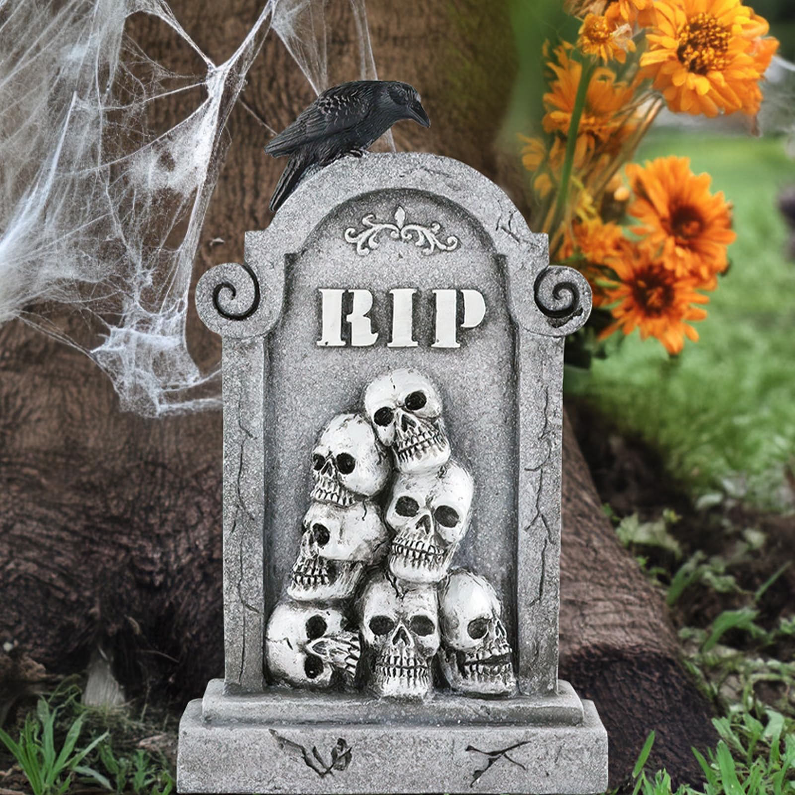Zewnętrzne Nagrobki Halloweenowe Straszne Płyty Nagrobne z Czaszka, Znaki