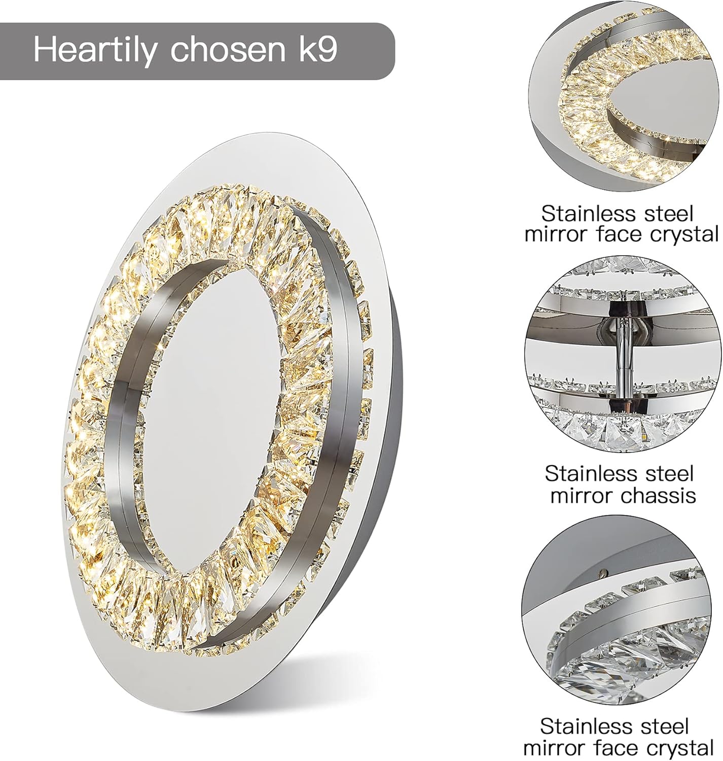 Uр Tо 60% оƒƒ Gris Modern 12W 15 Led Crystal Ceiling Light Fixture Flush Mount Close to Fixtures for Living Room Bedroom Foyer Kitchen Chandeliers Glold 3000K,840Lm Not Dimmable Light Fixtures Ceiling Hanging.