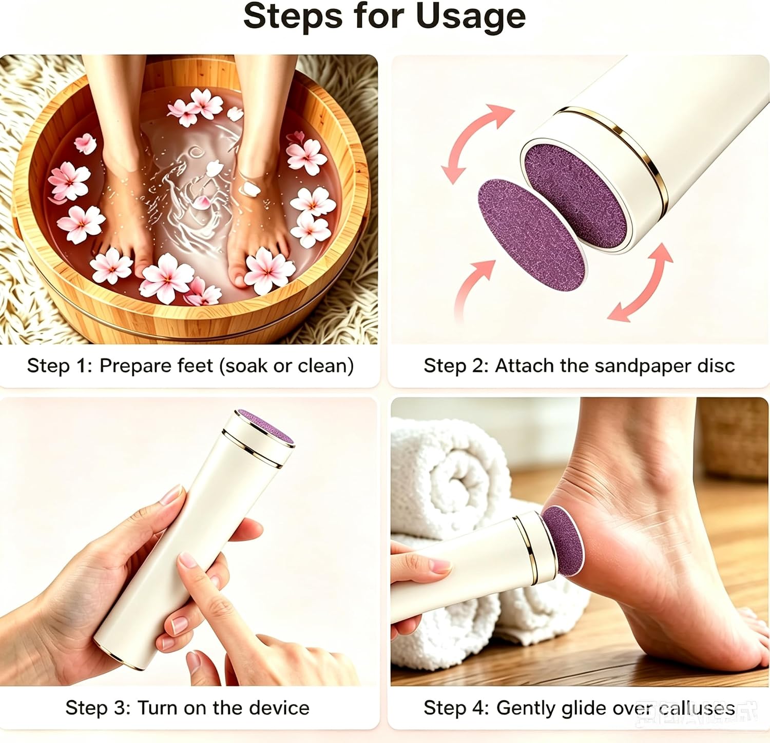 Electric Callus Remover for Feet, Rechargeable Foot File Dry Skin | 2000mAh Battery, IPX7 Waterproof, 20 Diamond Rollers, Heel Scraper for Cracked Heels Home Pedicure