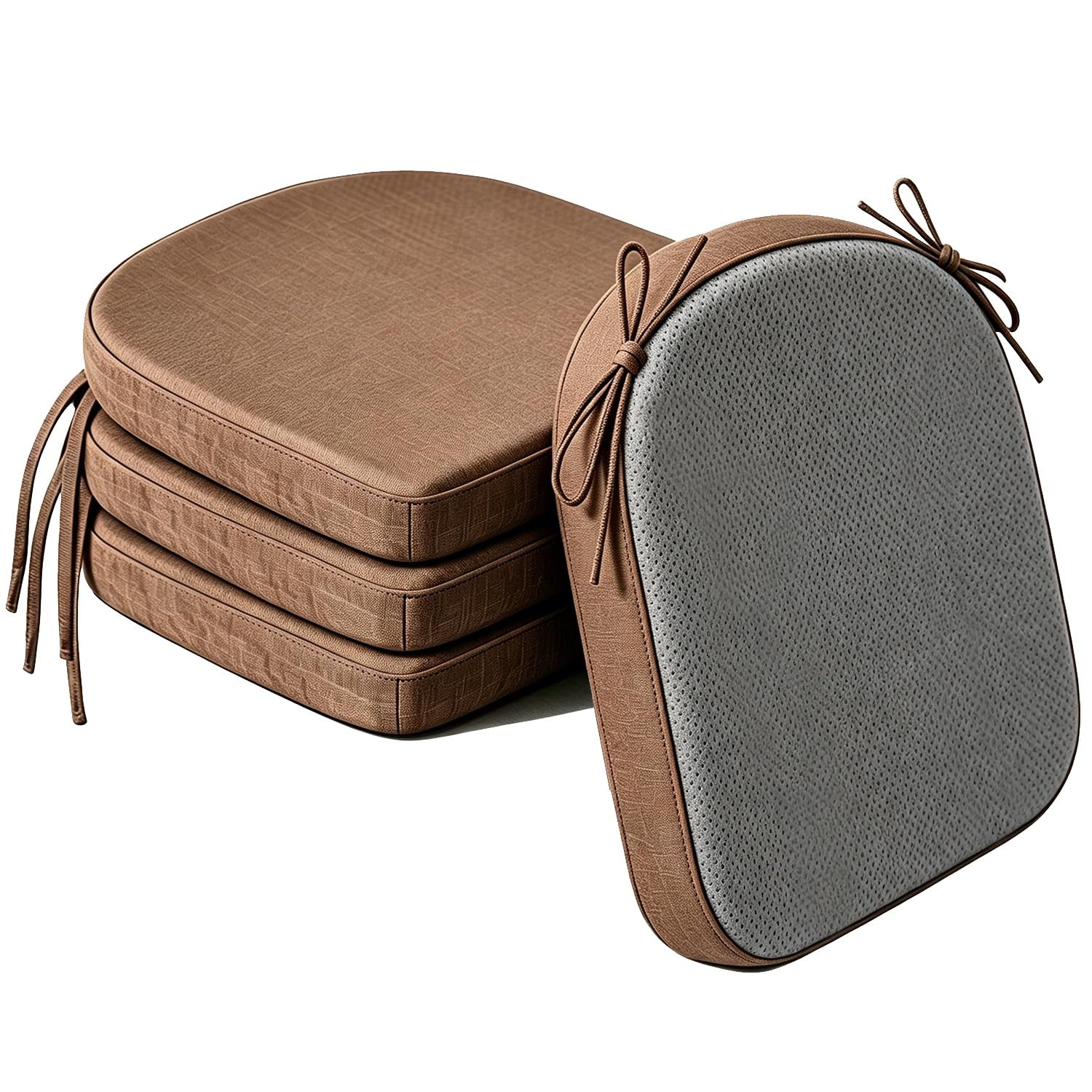 Cafusesdd Cafusedd Non-Slip Bottom with Ties Patio Chair Cushions, 4 Psc U-Shaped Splash-Proof Seat Cushion, Patio Cushions for Outdoor & Indoor Different Chairs(Brown,18''*17'')