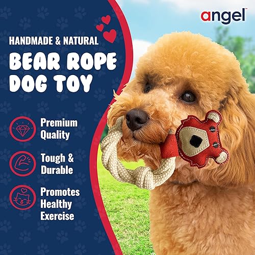 Miniatura 3 de Angel Pet Supplies Juguete de cuerda natural para perros de oso | Juguetes para perros hechos a mano y duraderos | Estimulación interactiva y mental