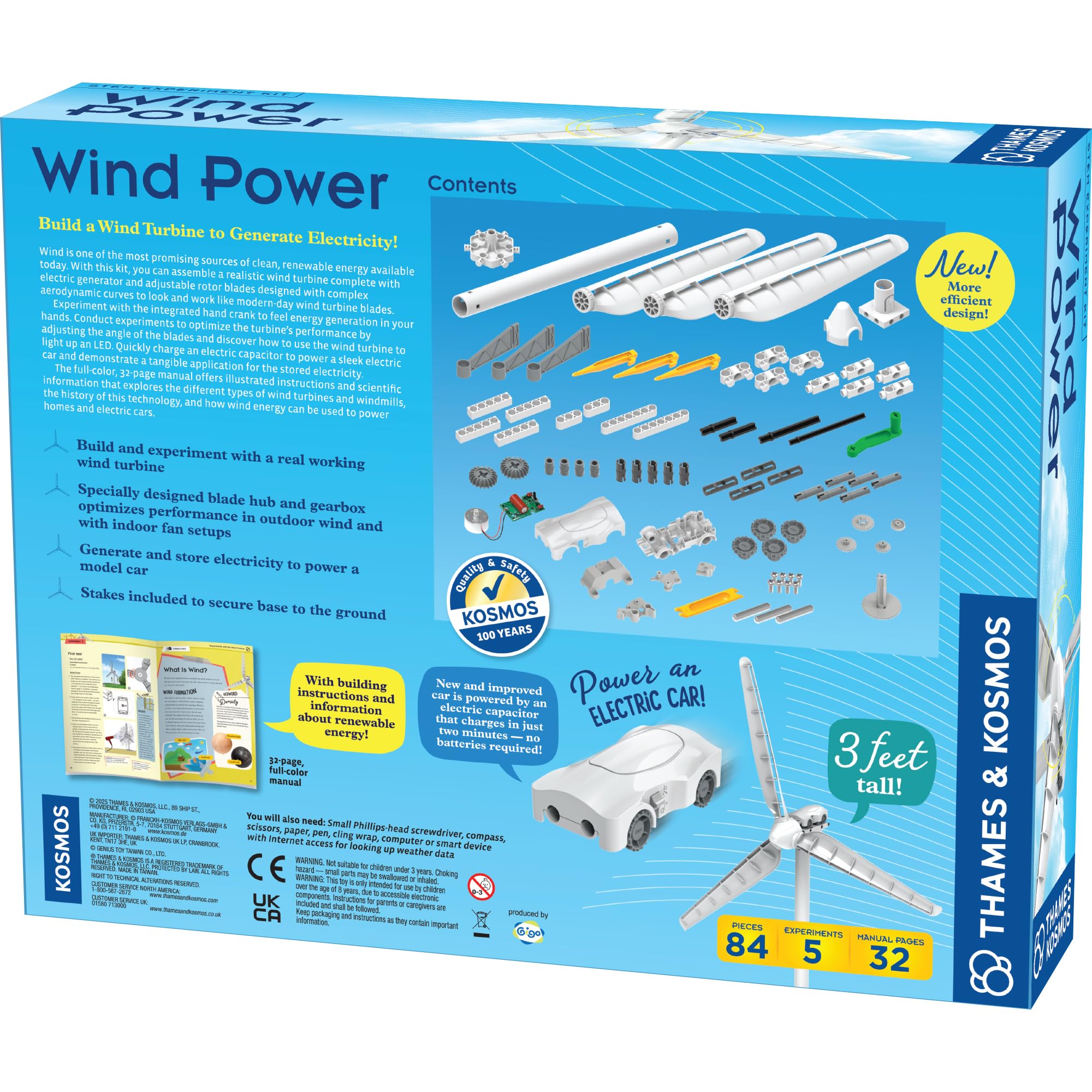 Thames & Kosmos Wind Power V5.0 STEM Kit d'expérimentation : construisez Un modèle d'éolienne de 0,9 m de Haut et explorez Les énergies Propres et renouvelables, optimisé pour Une Utilisation en