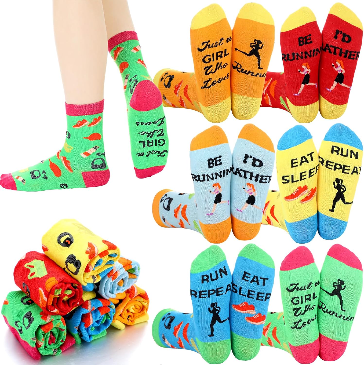6 Pairs Novelty Running Socks for Men Women Cross Country