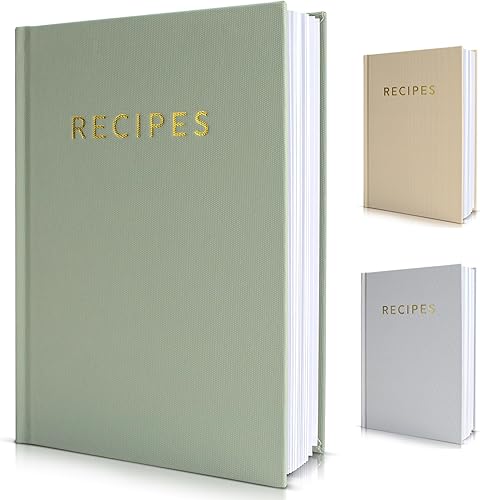 Miniatura 1 de Libro de recetas estético en blanco con cubierta impermeable, el cuaderno de recetas perfecto para escribir en tus propias recetas, libro de cocina