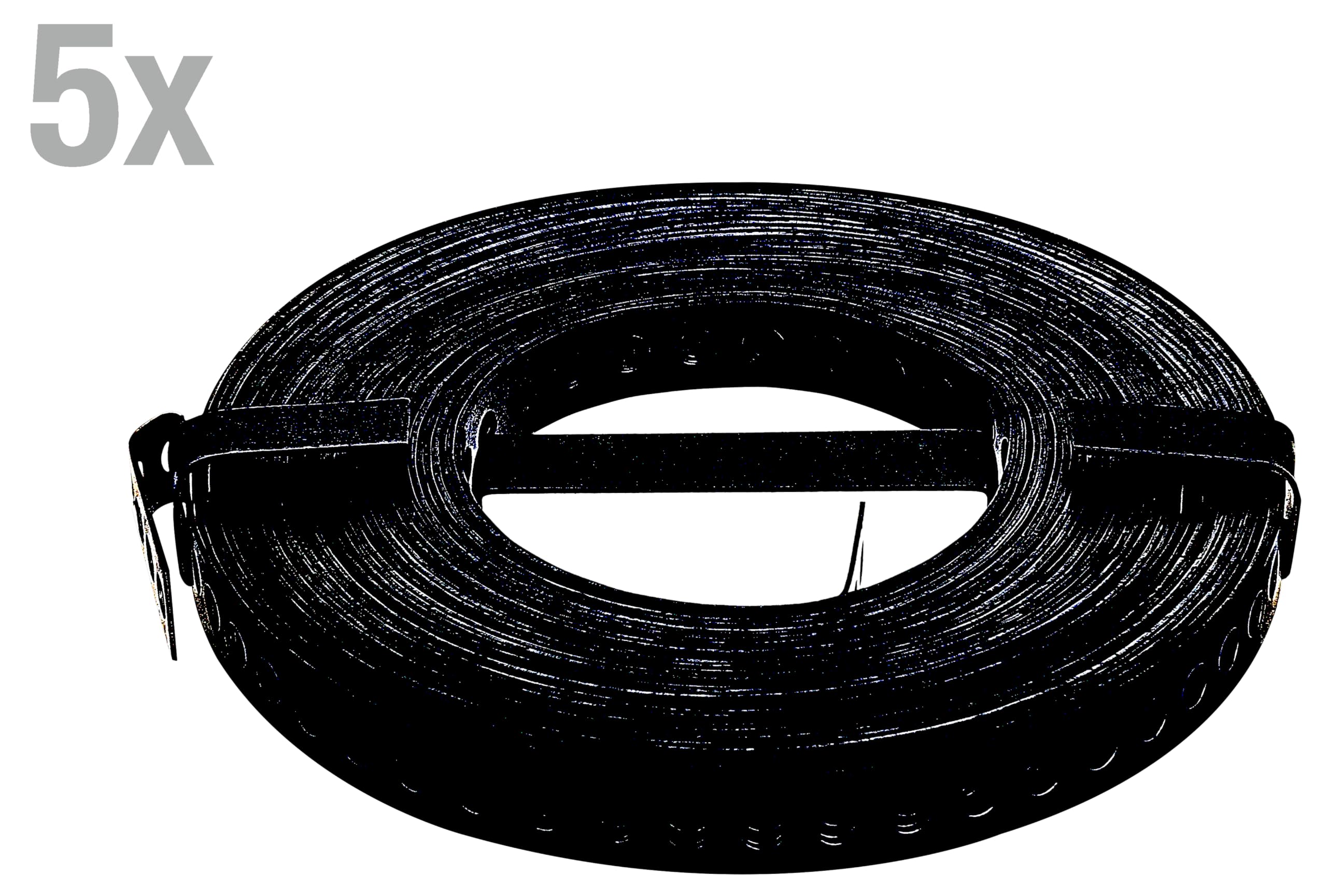 Alberts 824983 Bande perforée - galvanisée - noire - plastifiée - 10.000 x 12 x 0,8 mm | kit de 5