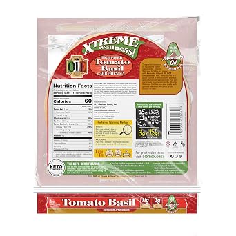 Ole Xtreme Wellness Tomato & Basil | 8 Size Flour Tortillas |Carb Friendly |Keto Certified | 12.7 oz.| 8 Count (Pack of 4)