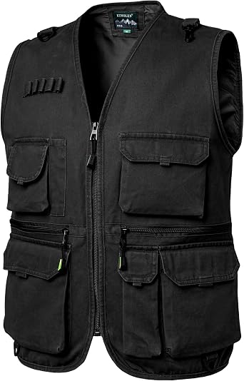 Men's Multi Pocket Fishing Vest Cotton Utility Vest Lightweight Summer Gilet Safari Work Photography Travel Gilet