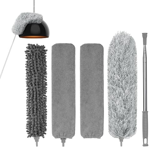 Vicloon Plumeau Poussière, 7Pcs Plumeau Télescopique Kit, Brosse de Nettoyage