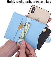 Vista 2 de Billetera para teléfono celular y tarjetero para funda de teléfono Compatible con iPhone (azul liso)