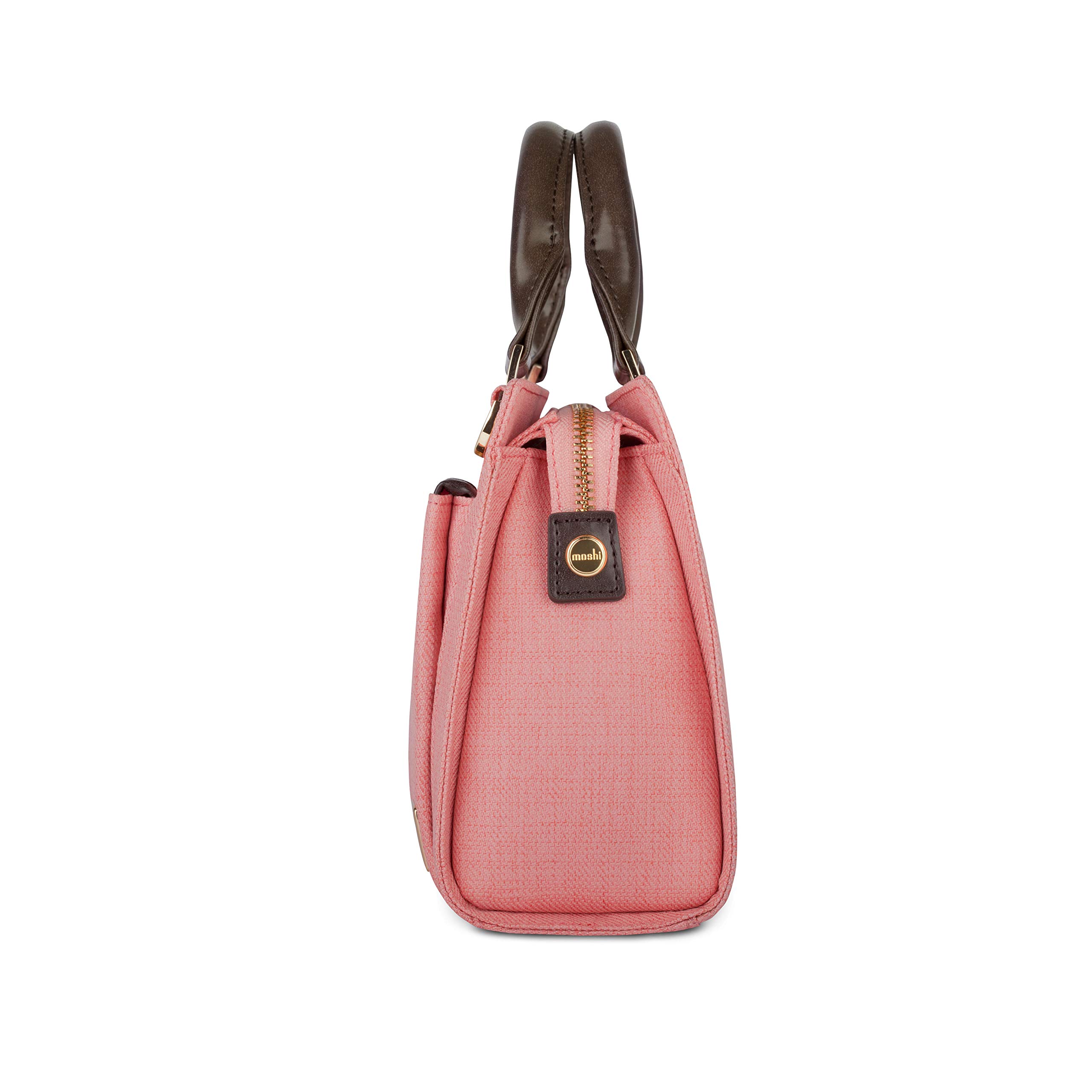 Moshi Lula Nano Crossbody Bag – Coral Pink Mini Handbag With RFID Pocket | Vegan Leather & Adjustable Strap - View #6