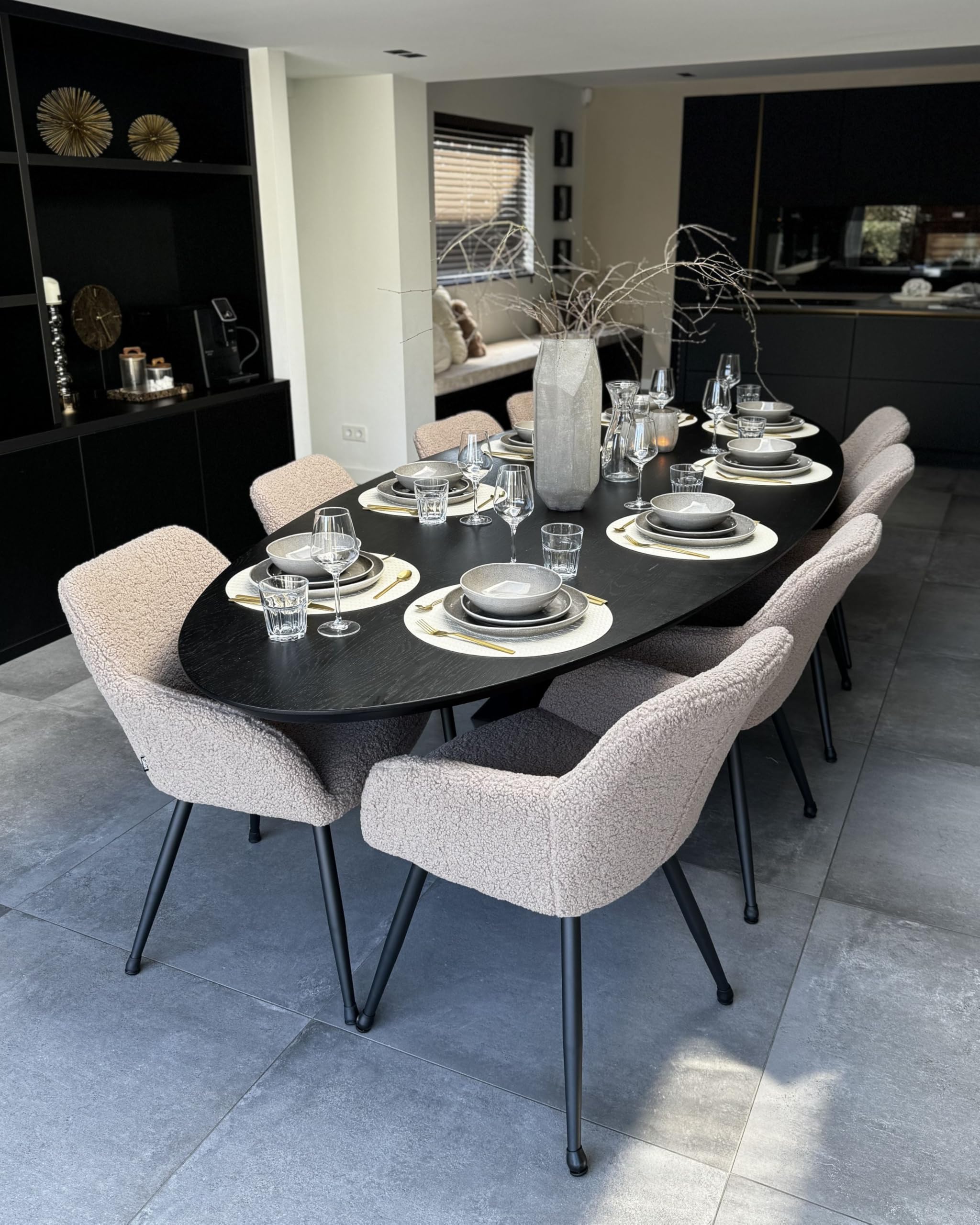 Conjunto de 4 platos hondos cuenco para pasta de gres caolín artesanal acabado esmalte reactivo gris Costmary