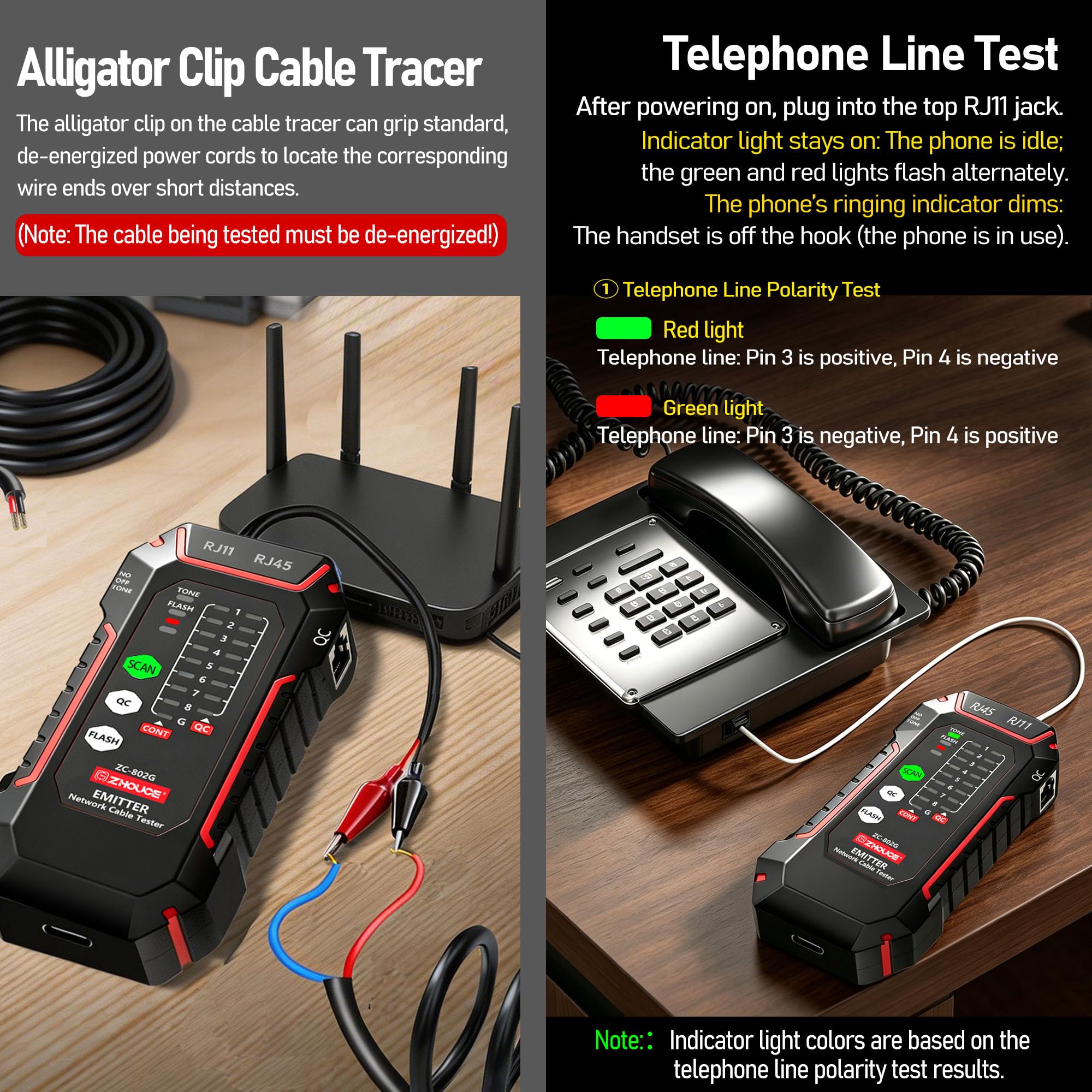 NOYAFA Probador de cable de red NF-8209 Probador de Ethernet con PoE NCV Multi-Función Line Tracker LAN CAT5 CAT6 Tracker Pantalla LCD Medir Longitud Wiremap Tester