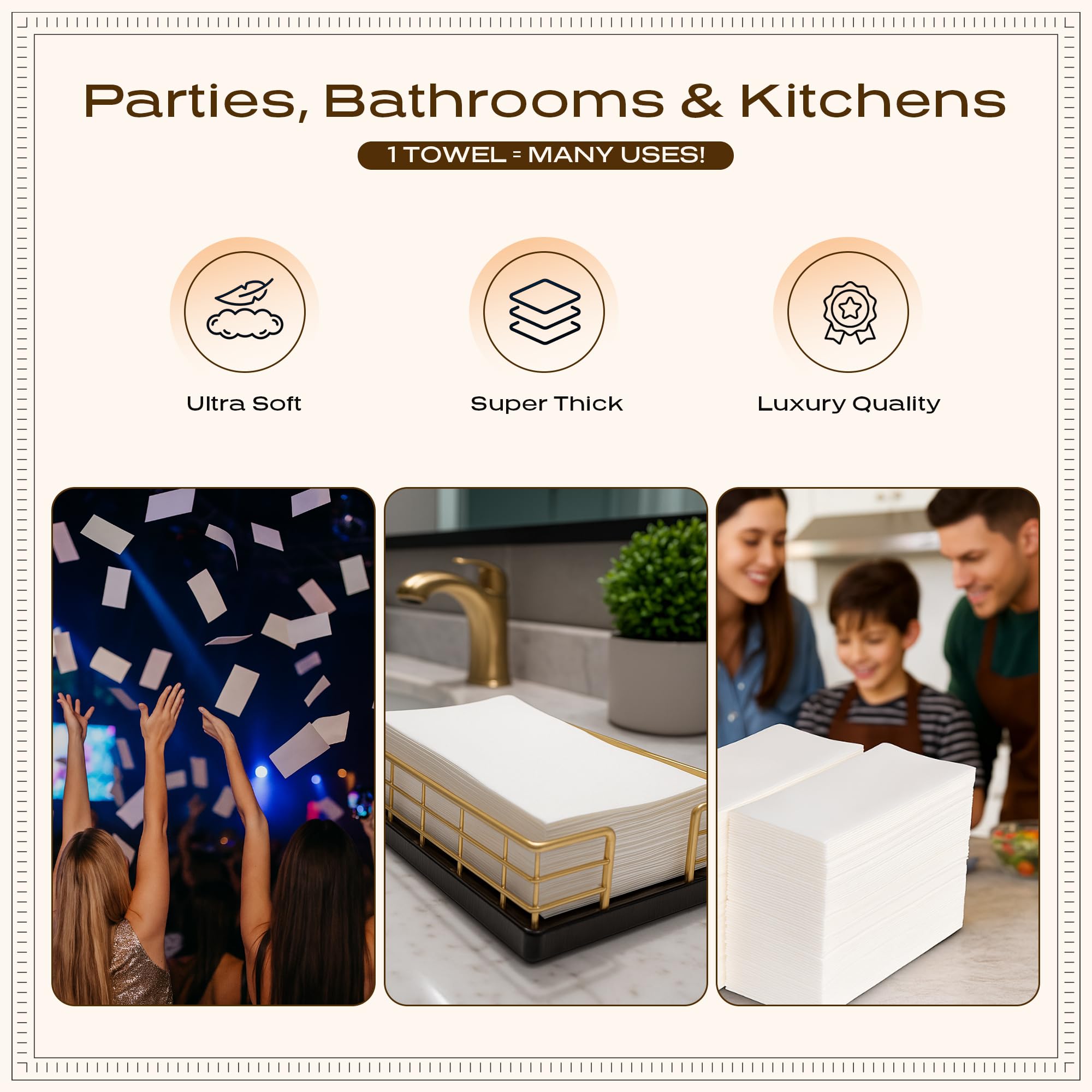 Paquete de 200 toallas desechables para invitados con tacto de lino, toallas de papel blancas de primera calidad, suaves, absorbentes, similares al lino, servilletas para cocina, baño, lugar de