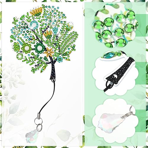Miniatura 3 de 4 Pcs 5D Diamond Art Bookmarks with Tassel Pendant and Bookmarks 4 Season Trees Diamond Art Painting Accessories Beautiful DIY Crafts for Adults