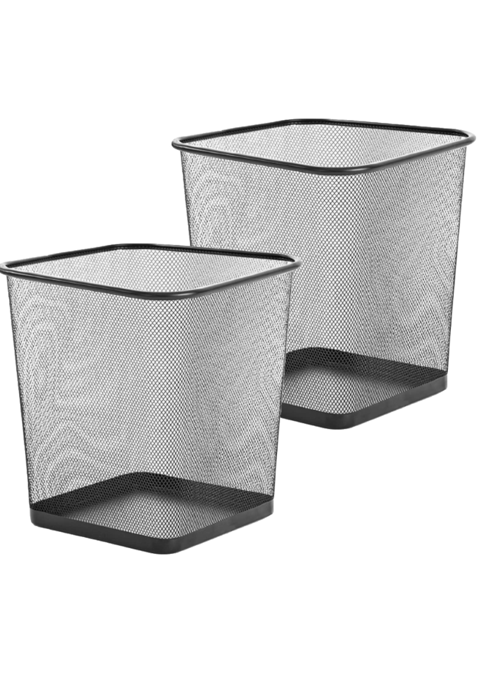 Photo 1 of Zuvo Square Mesh Waste Wastebasket Pack of 2 | Lightweight Waste Metal Basket Garbage Can | Metal Trash Bin Ideal for Kitchen Home Office Dorm Living Desk Bedroom, (16 Quart)(Black)(10.1" X 10") Square Black