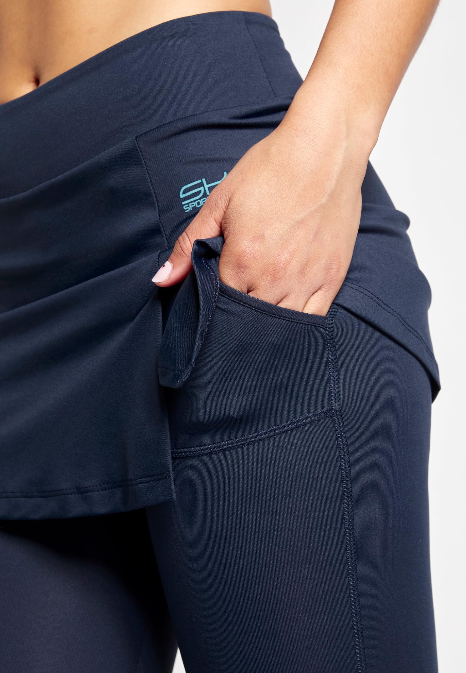 Sportkind Mädchen & Damen 2-in-1 Tennisrock mit Taschen & Langer Leggings, Laufrock, Yogahose mit Rock, Sport Skapri