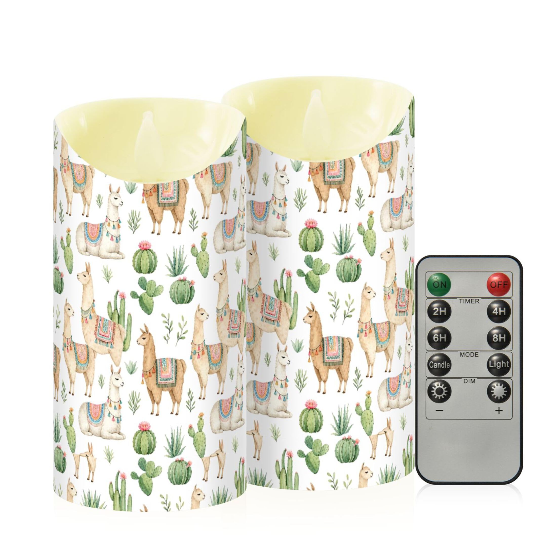Fuauuyl Alpaca LED Flameless Candles Flickering Plastic Pillar Candles Battery Operated Votive Candle with Remote Control and Timer, Home Decoration 2 Pack