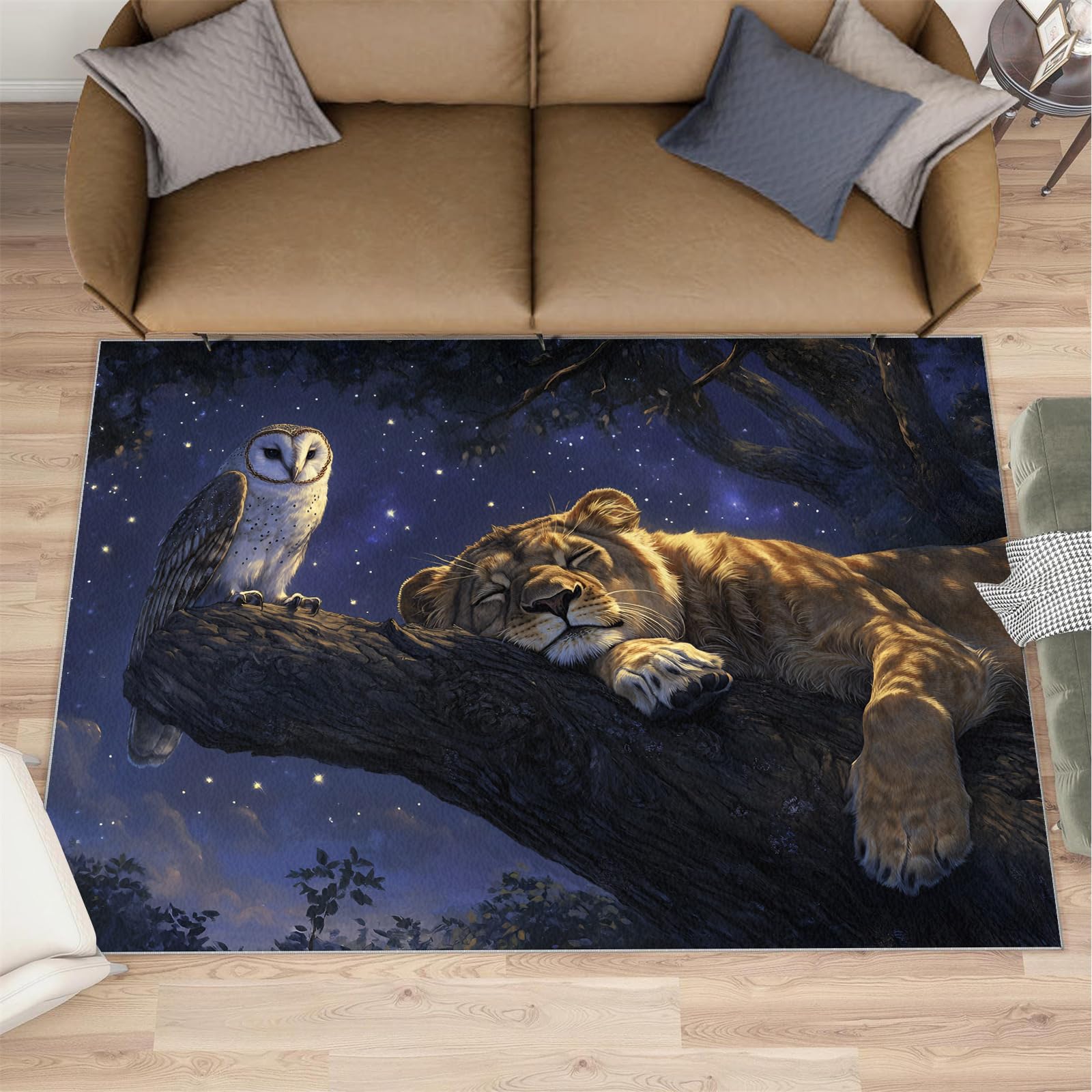 Tapis de salon motif lion 160x230 cm chambre enfant salle de jeux
