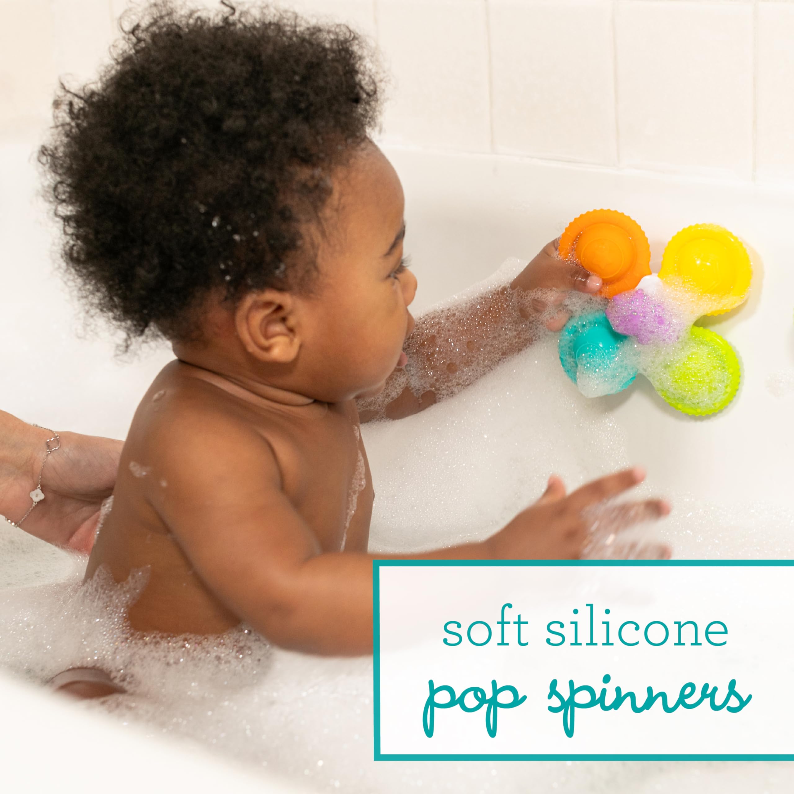 Infantino Silicone Bath Pop Spinners - Sensory Dinosaur Toys with Suction Cups, Engaging Bath Time Fun for Toddlers 3-Piece - Image 3