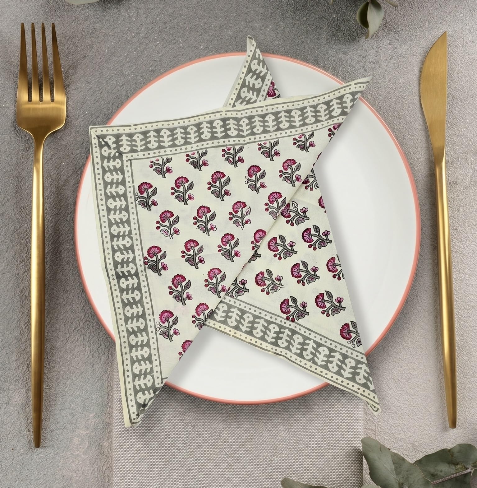 Jaipuri Cotton Napkins - Set of 6 -14 Jaipuri Cotton Napkins - Set of 6 -14