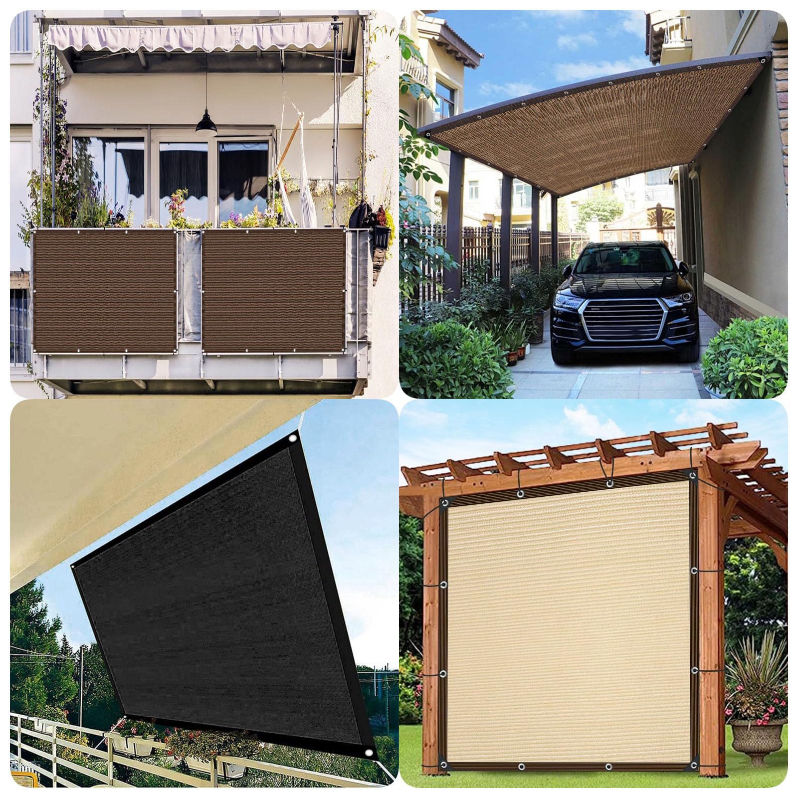 Schattierungsnetz mit Ösen 180 x 320 cm Uv-Schutz 95% Winddurchlässig Schattennetz, Beschattungsnetz mit Ösen für Außenbereich, Terrasse, Balkon, Garten, Creme Farben