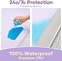 Vista 88 de OhGeni Protector de colchón 100% impermeable, sábana bajera con bolsillos profundos, material suave transpirable sin ruido de alta calidad, funda