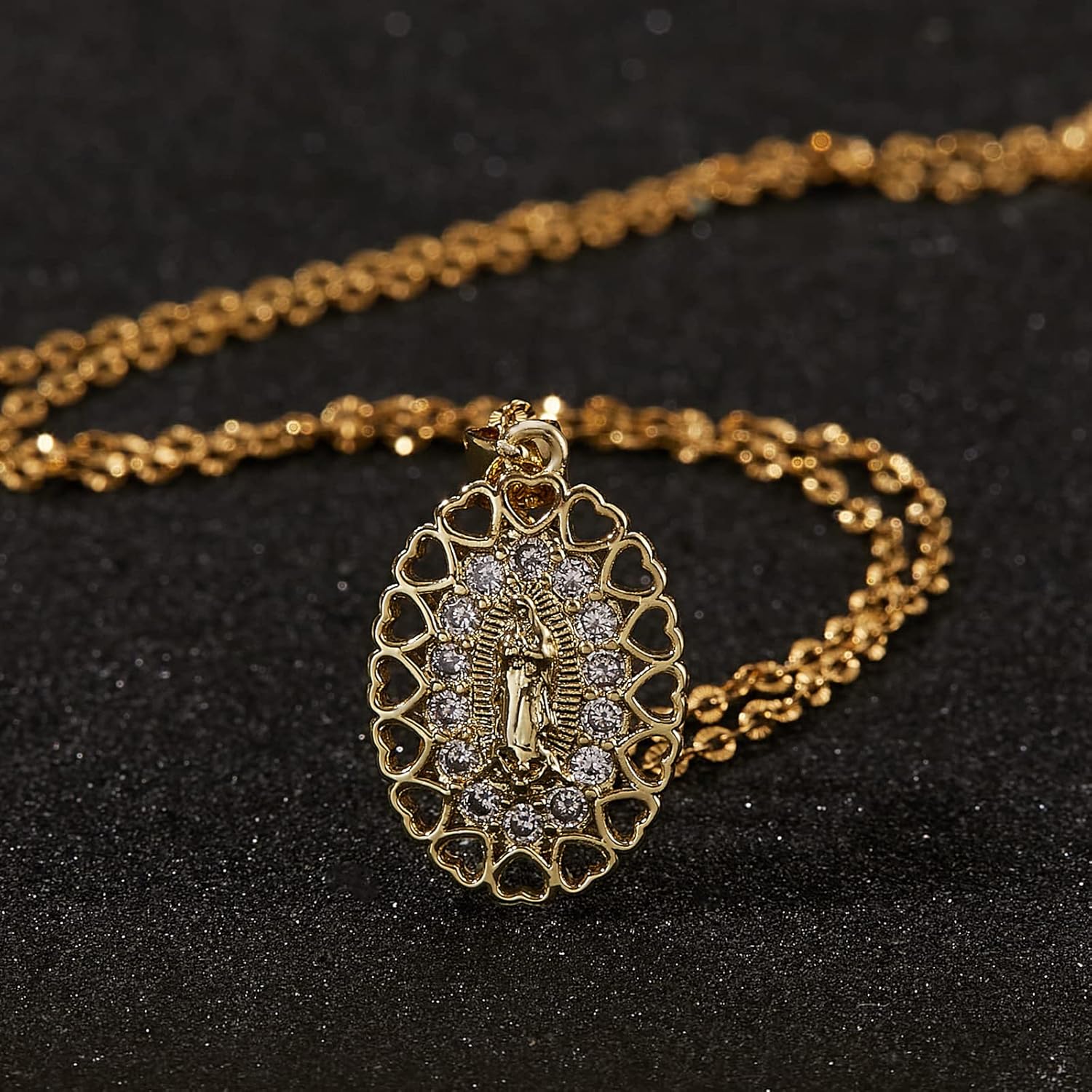 5 Pieces Oval Cubic Zirconia Charm Pendants Virgin Mary Charm Brass CZ Pendant for Jewelry Necklace Bracelet Earring Making Crafts - Image 5