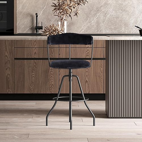 Swivel Counter Stool, Bar StoolBar Chairs with Back, Metal Legs and Bigger Base, for Home KitchenDining RoomCounter, Modern (Black)