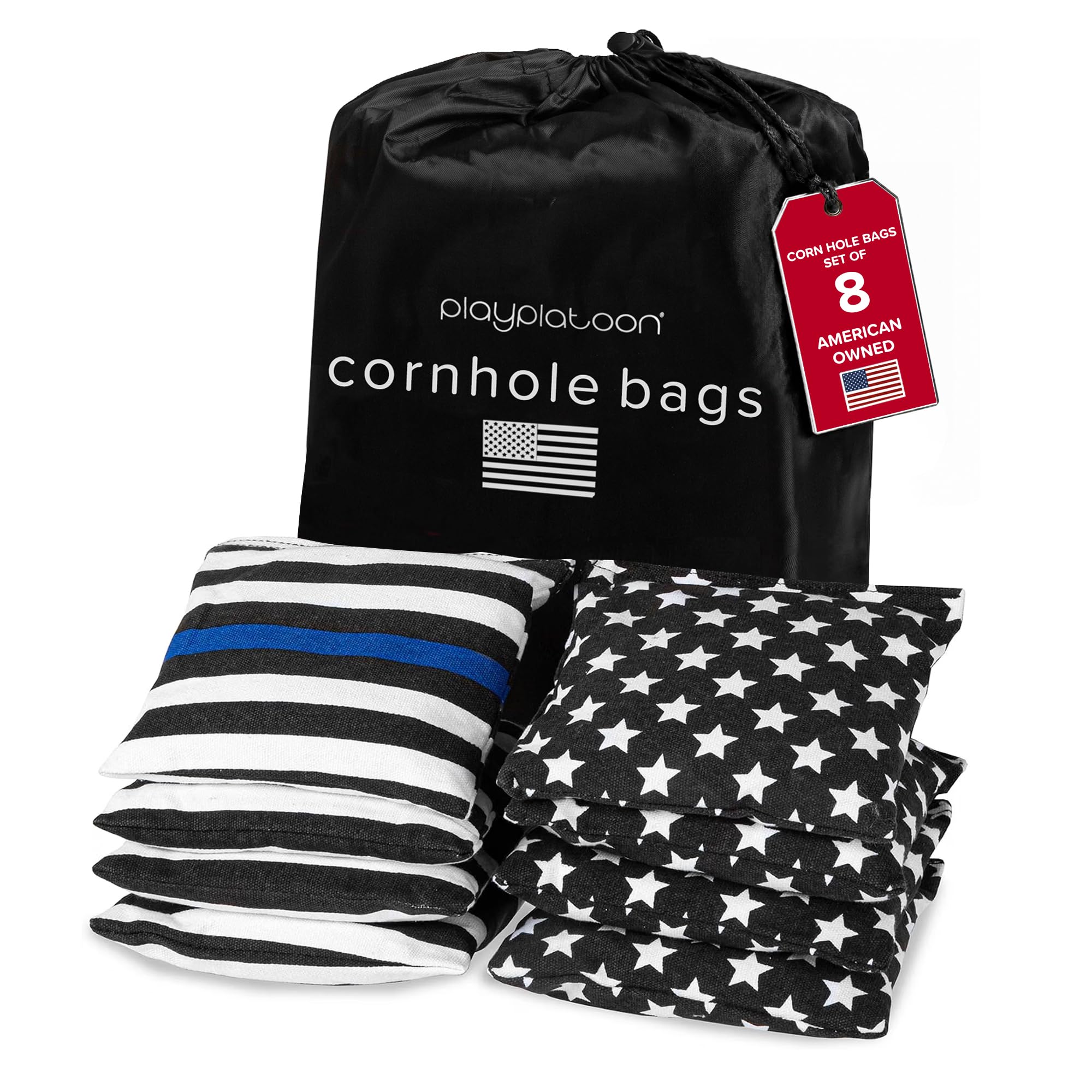 Play Platoon Cornhole Bags Set of 8 Regulation Size &amp; Weight Duck Cloth