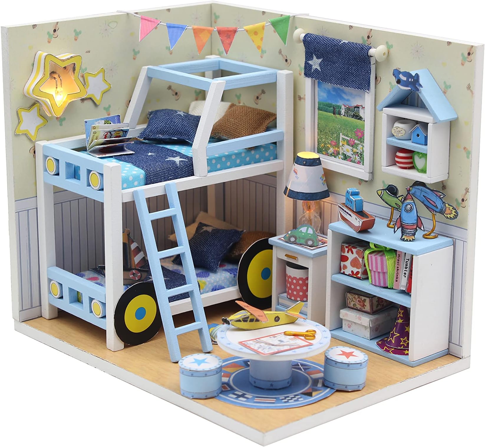 Buy UniHobby DIY Wooden Miniature Dollhouse Toy Kit with Dust Proof