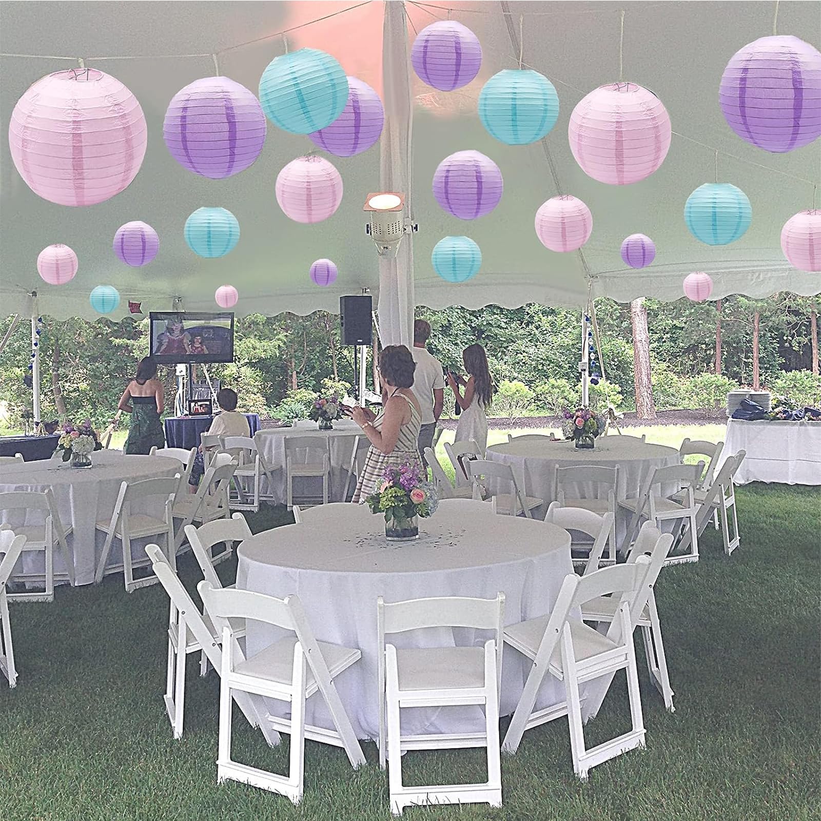 Lanterne Cinesi Di Carta Set 10 Pezzi - Decorazioni Appendibili Rosa Pesca 30cm Per Feste E Eventi - Foto 10