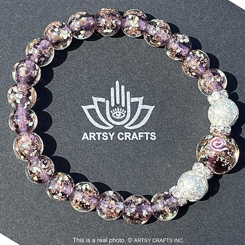 Miniatura 2 de ARTSY Crafts Glow in the Dark Firefly Beads Bracelet for Women, Luminous Glass Beads Healing Crystal Glowing Beaded Bracelets, Mermaid Bracelet,