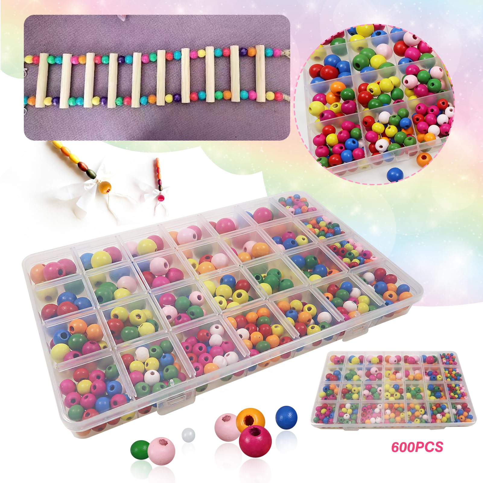 Melissa & Doug - Kit Bracelet De 220 Perles En Bois Thème Papillon - Fabrication De Bijoux Colliers Bracelets - Jouet En Bois - Activité Manuelle Enfant - Loisir Créatif - Cadeau