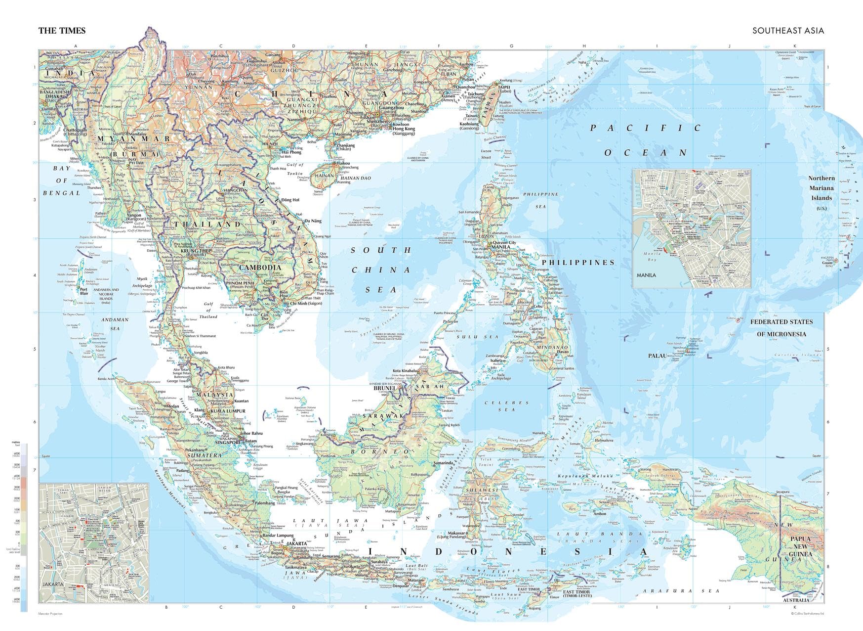 The Times Atlas: Asia (Southeast) - 92 x 67 cm plakat - laminowanie frontowe