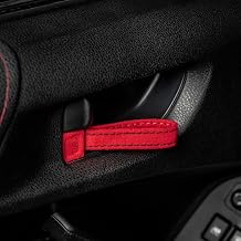 Door Pull Strap Kit - Made with Genuine Alcantara Material for Subaru WRX/STI 20022007, Red Strap with Black Stitching