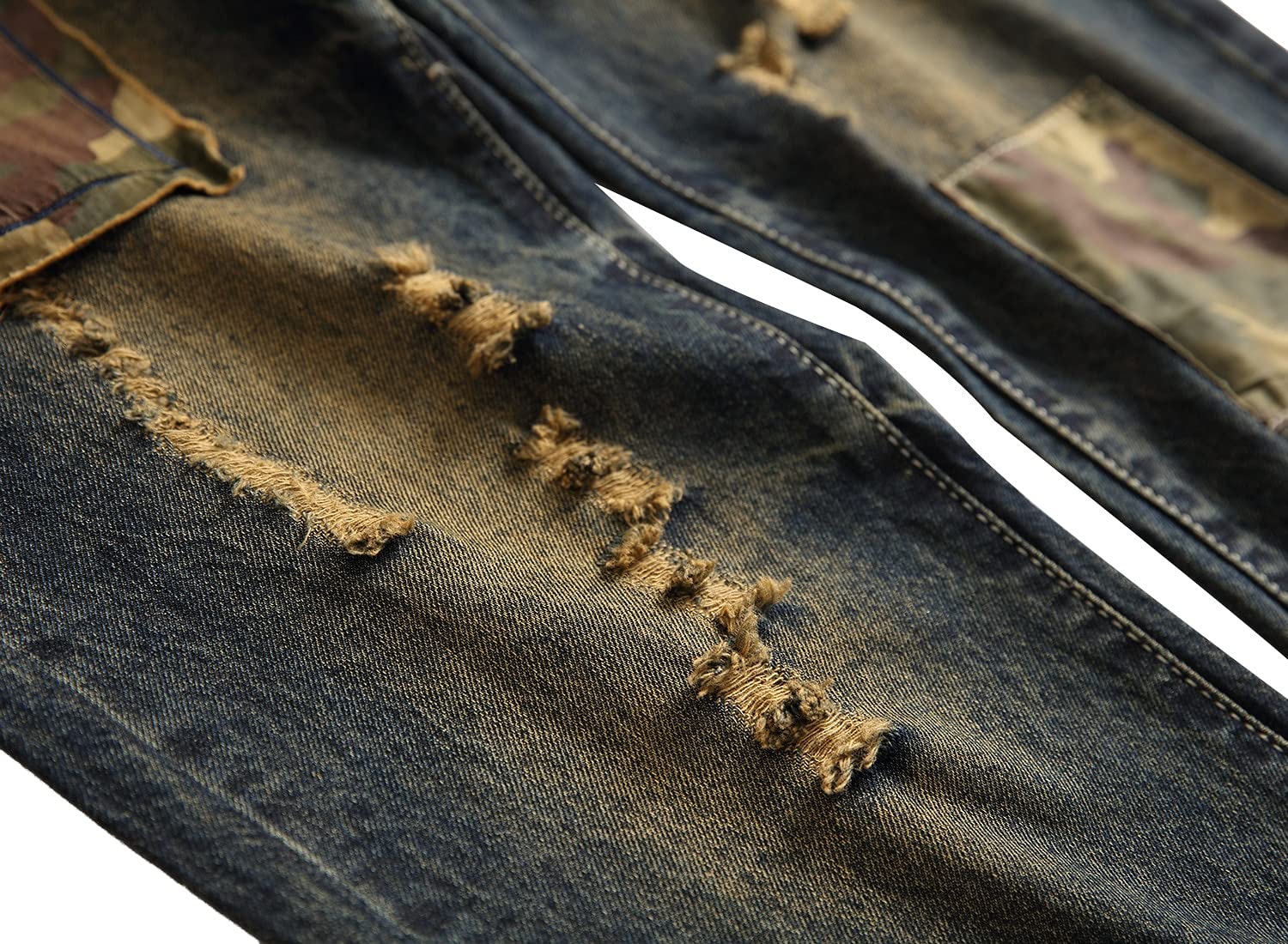 WQZYY&ASDCD Jeans Pantalon Mens Fashion Jeans Herren Denim Hosen Loch Slim Straight Zipper Jeans Hosen