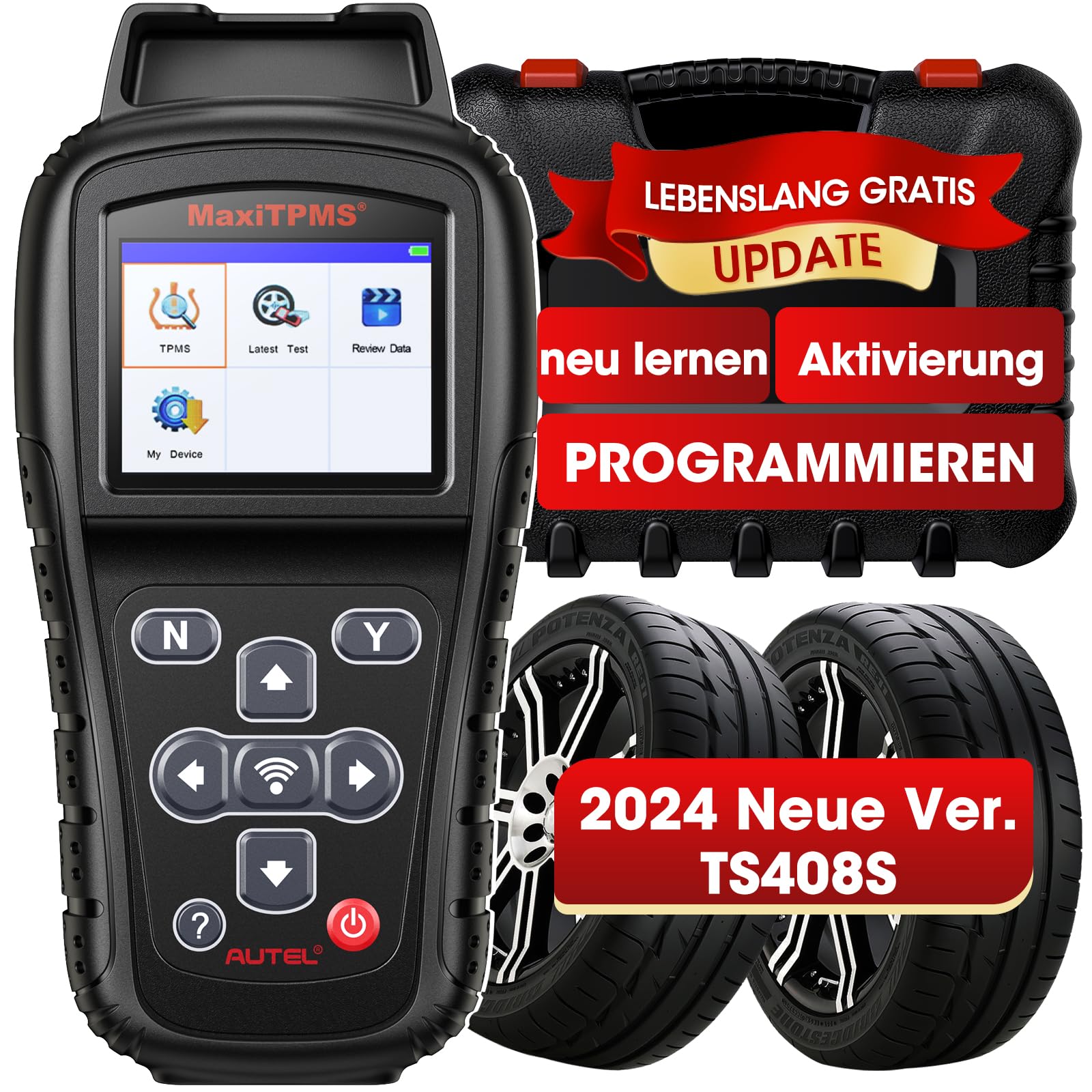 Autel MaxiTPMS TS408S RDKS Reifendruck-Kontrollsystem 2024 Reifendrucksensoren, TPMS Lernwerkzeug, Sensoraktivierung, TPMS Reset/Diagnose, Lesen/Löschen DTCs, Upgraded von TS408/401, Arbeit als TS501