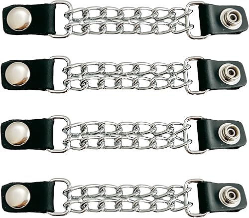 Funk Plus Extensores de chaleco de motocicleta de 4 pulgadas, doble cadena cromada, chaqueta MC a presión regular fabricada en EE. UU